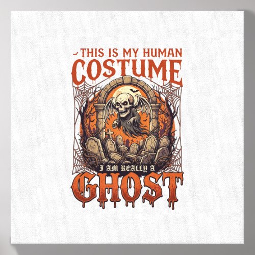 Human Costume Ghost Skeleton Graveyard Moon Hallow Canvas Photo Tile