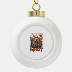 Human Costume Ghost Skeleton Graveyard Moon Hallow Ceramic Ball Christmas Ornament