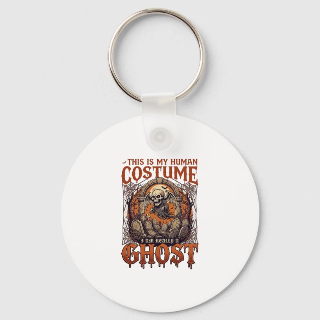 Human Costume Ghost Skeleton Graveyard Moon Hallow Keychain (Front)