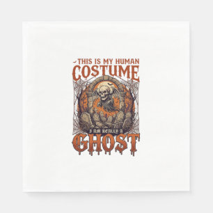 Human Costume Ghost Skeleton Graveyard Moon Hallow Napkins