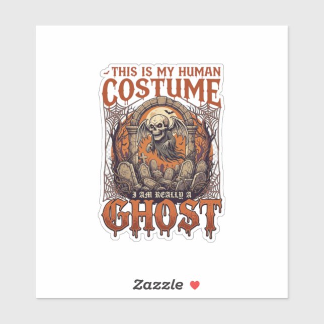 Human Costume Ghost Skeleton Graveyard Moon Hallow Sticker (Sheet)