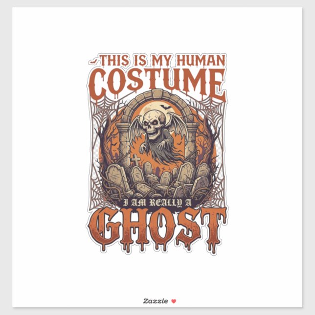 Human Costume Ghost Skeleton Graveyard Moon Hallow Sticker (Sheet)