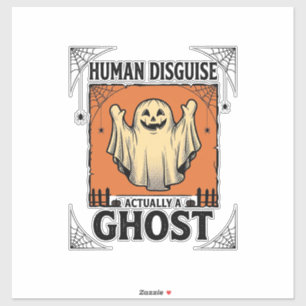 Human Costume Ghost Vintage Halloween Humor_1 Sticker