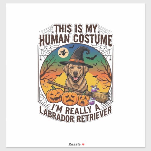 Human Costume Labrador Retriever Halloween Witch H Sticker