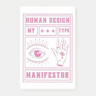 human design manifestor type pink post-it notes