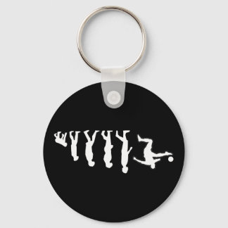 Human Evolution Ends With Soccer Player Kick Motio Keychain