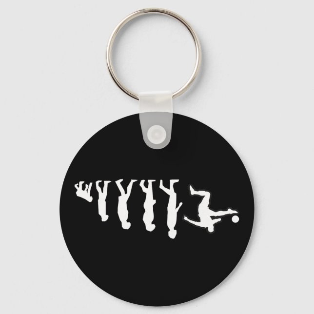 Human Evolution Ends With Soccer Player Kick Motio Keychain (Front)