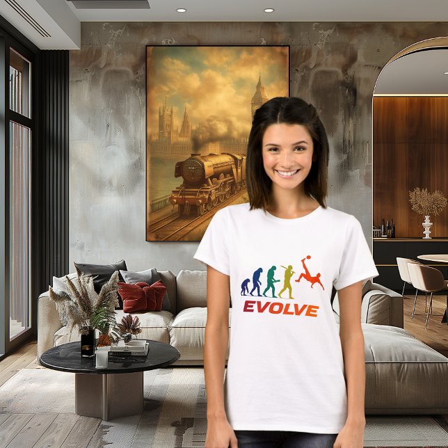 Human Evolution Into Modern Soccer Silhouette T-Shirt (Creator Uploaded)
