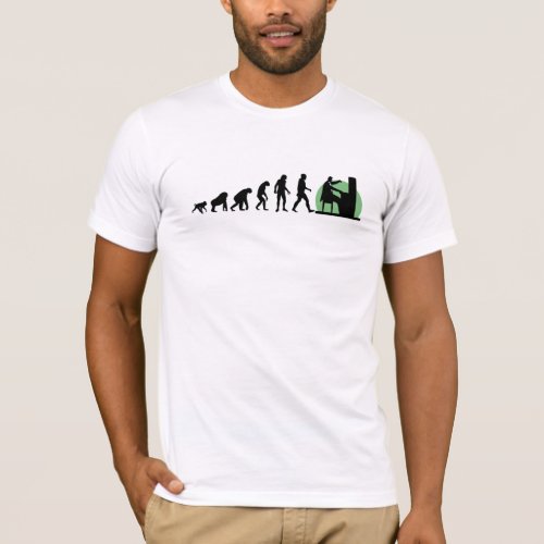 Human Evolution Pianist T_Shirt