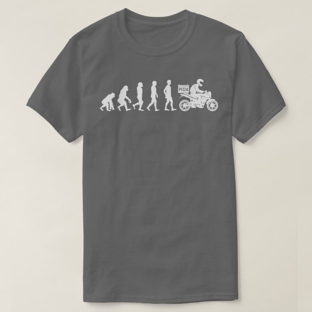 Human Evolution Pizza Delivery Guy Eating Pizza It T-Shirt (Design Front)