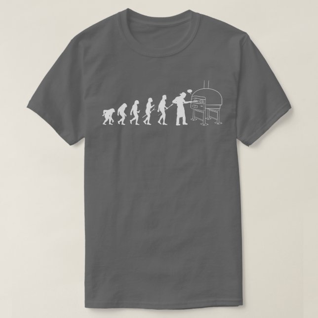Human Evolution Pizza Delivery Guy Eating Pizza It T-Shirt (Design Front)