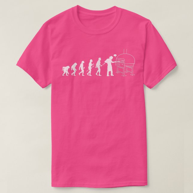 Human Evolution Pizza Delivery Guy Eating Pizza It T-Shirt (Design Front)