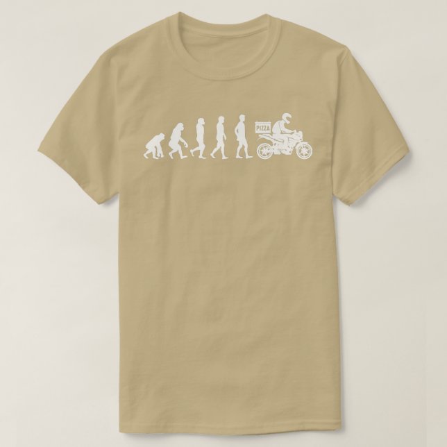 Human Evolution Pizza Delivery Guy Eating Pizza It T-Shirt (Design Front)