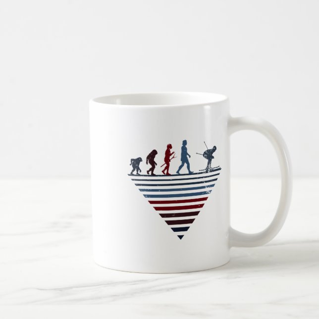 Human Evolution - Player Vintage Skiing  Coffee Mug (Right)