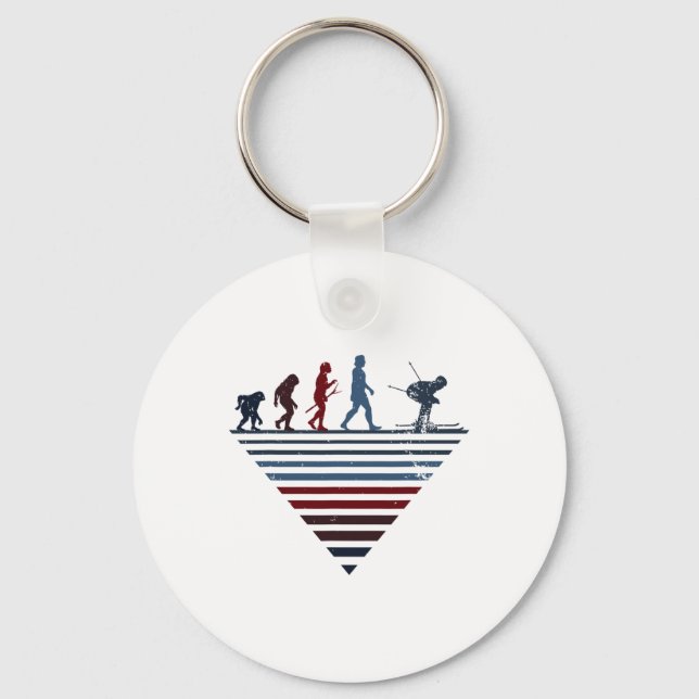 Human Evolution - Player Vintage Skiing  Keychain (Front)