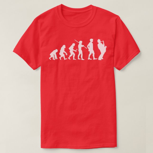 Human Evolution Saxophone Player Musician  T-Shirt (Design Front)