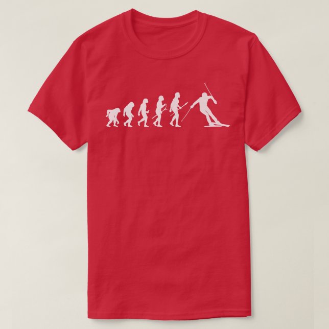 Human Evolution Ski Skiing Skier Winter Sports Sno T-Shirt (Design Front)