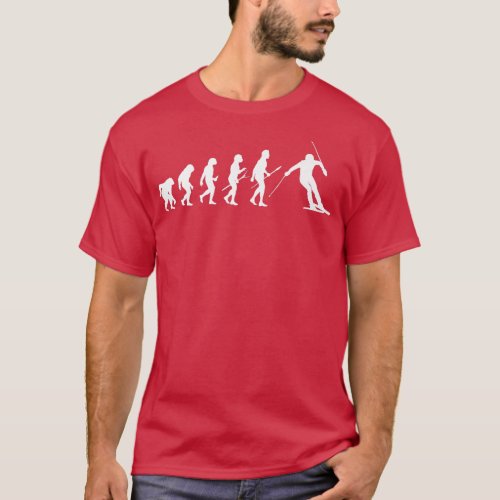 Human Evolution Ski Skiing Skier Winter Sports Sno T_Shirt