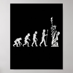 Human Evolution Statue Of Liberty Resist Hate Poster
