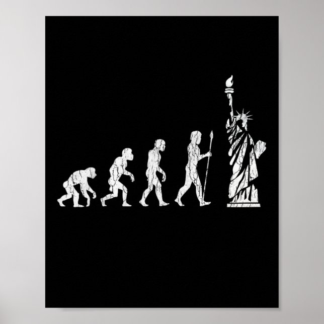 Human Evolution Statue Of Liberty Resist Hate  Poster (Front)