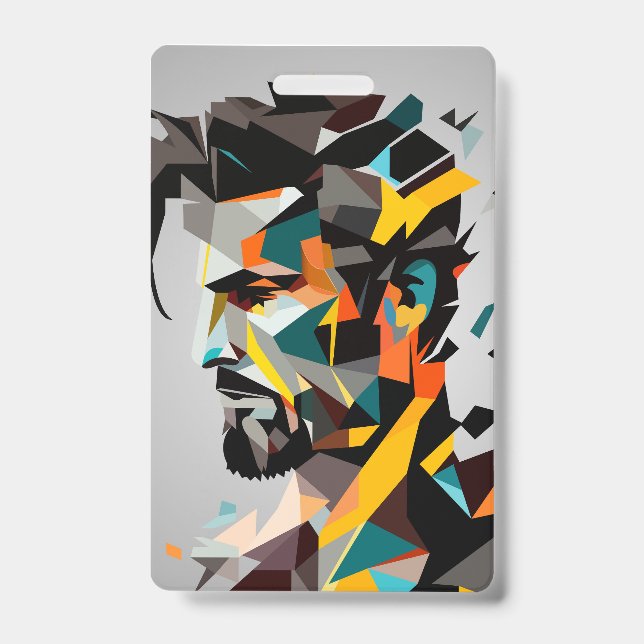 Human face in abstract style badge (Front)