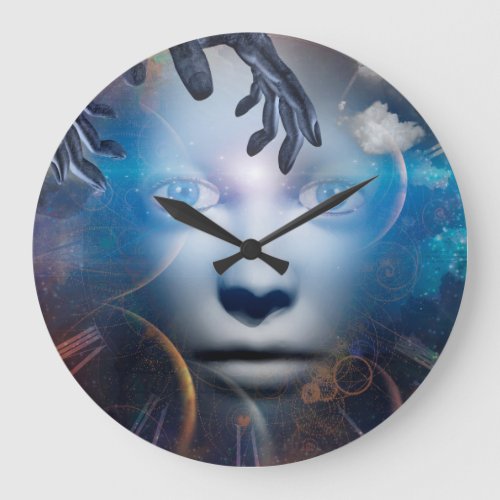 Human face in universe large clock