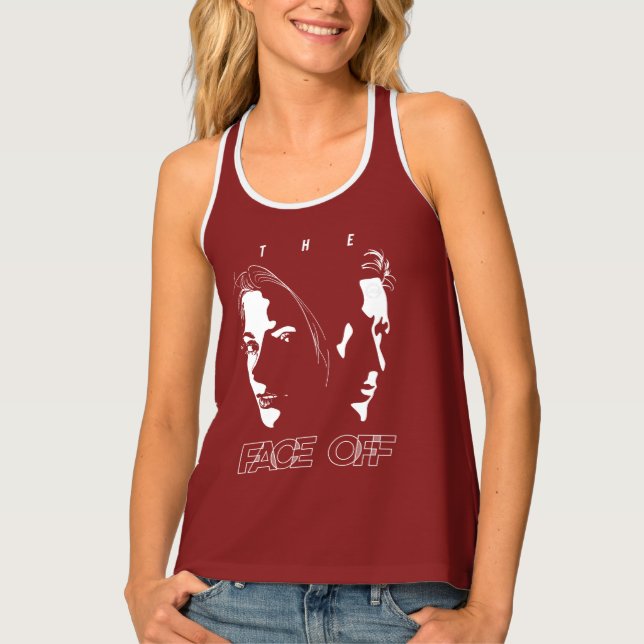 Human Face-off Silhouette Art | Women Racerback Tank Top (Front)