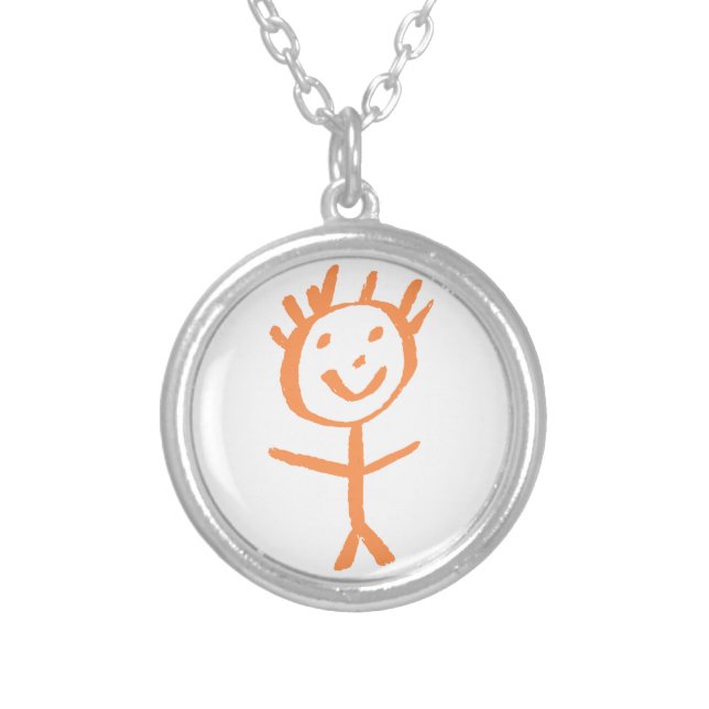 human figurine silver plated necklace (Front)