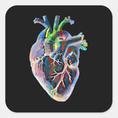 Human Heart Anatomy biology Original Abstract Art Square Sticker