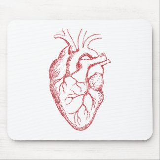 Human heart anatomy drawing mouse pad