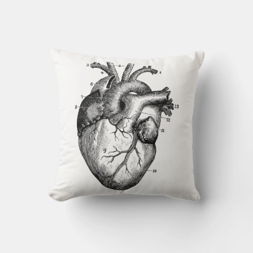 Human heart _ anatomy throw pillow