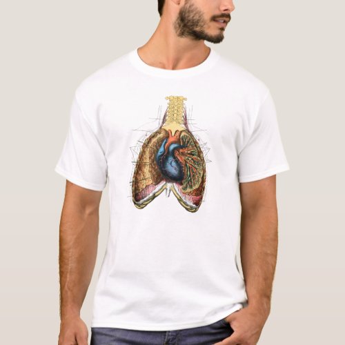 Human Heart and Lungs Anatomy Illustration T_Shirt