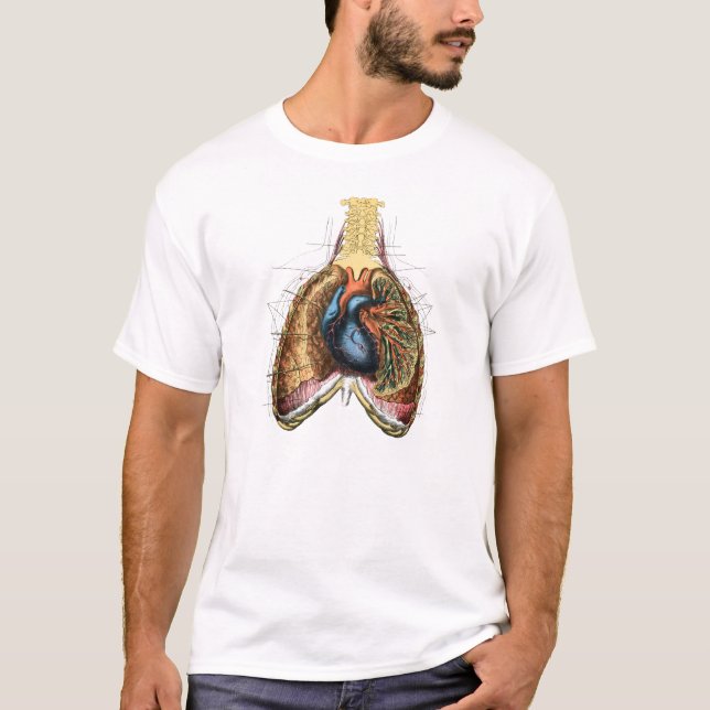Human Heart and Lungs Anatomy Illustration T-Shirt (Front)