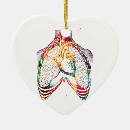 Human heart and lungs ceramic ornament