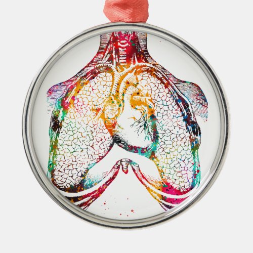 Human heart and lungs metal ornament