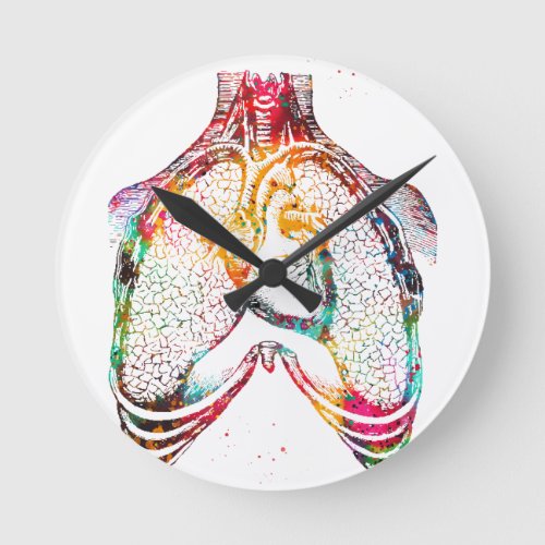 Human heart and lungs round clock