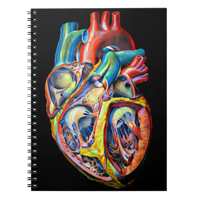 human heart biology anatomy abstract art notebook (Front)