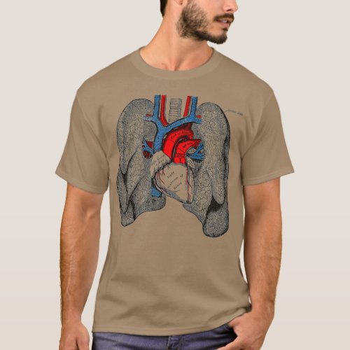 Human heart lungs Vintage medical anatomy Human T_Shirt