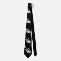Human Heart Macabre Black & White Silky Neck Tie 