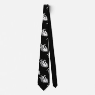 Human Heart Macabre Black & White Silky Neck Tie