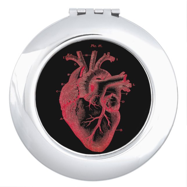 Human Heart Macabre Red & Black Compact Mirror (Front)