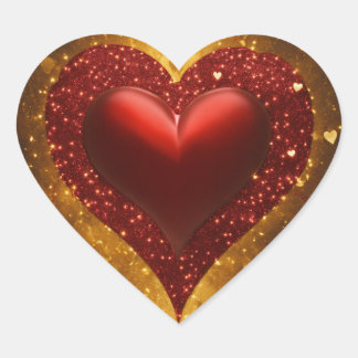 Human heart of gold glitter with red glitter veins heart sticker