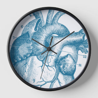 Human heart vintage anatomy clock