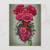 Anatomy of the human heart holiday postcard