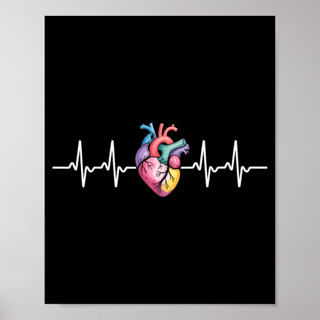 Human Heartbeat Ecg Cardiology Anatomical Medical  Poster (Front)