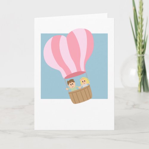 Human in hot air balloon holiday card