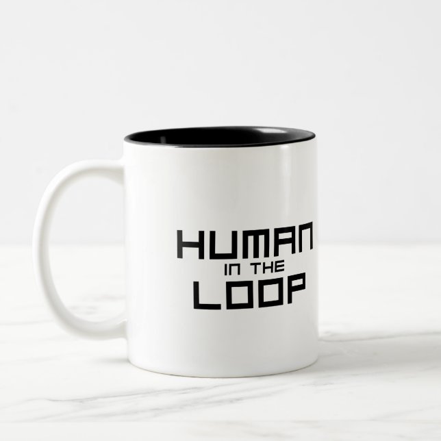 Human in the Loop Minimalist  Two-Tone Coffee Mug (Left)