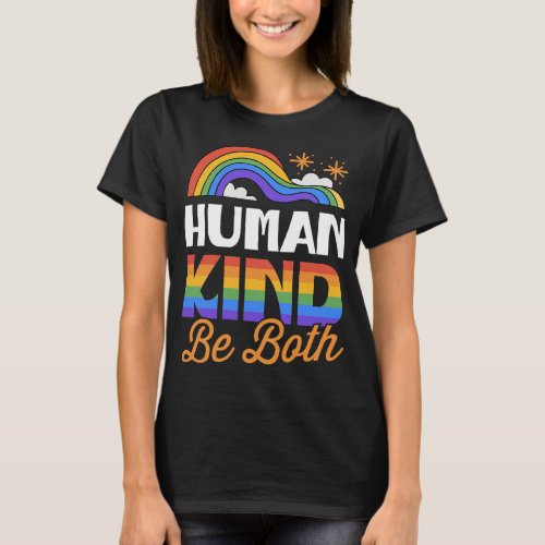 Human Kind Be Both Cute LGBTQ Ally Gay Pride Flag  T_Shirt