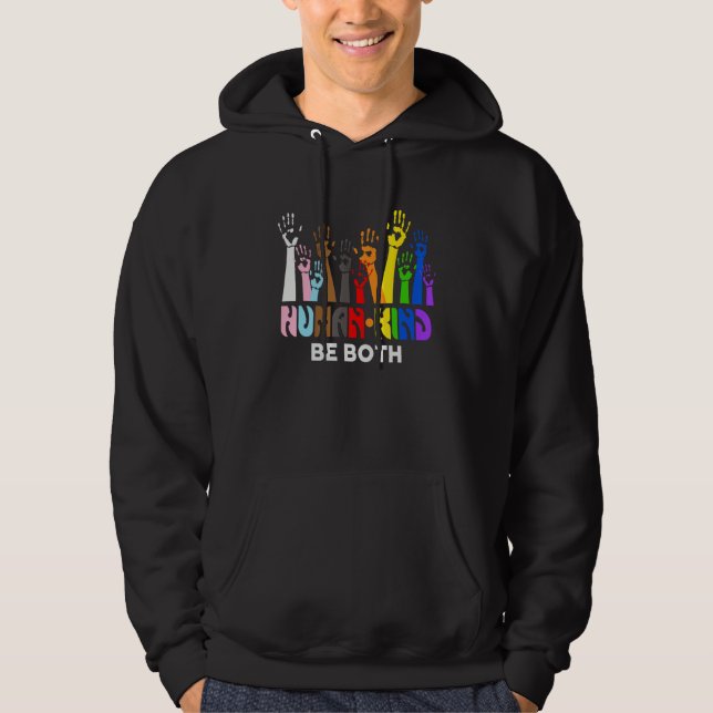 Human Kind Be Both  LGBT Gay Lesbian Pride Rainbow Hoodie (Front)