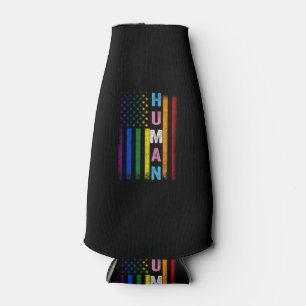 Human LGBT American Flag LGBTQ Rainbow Pride Month Bottle Cooler
